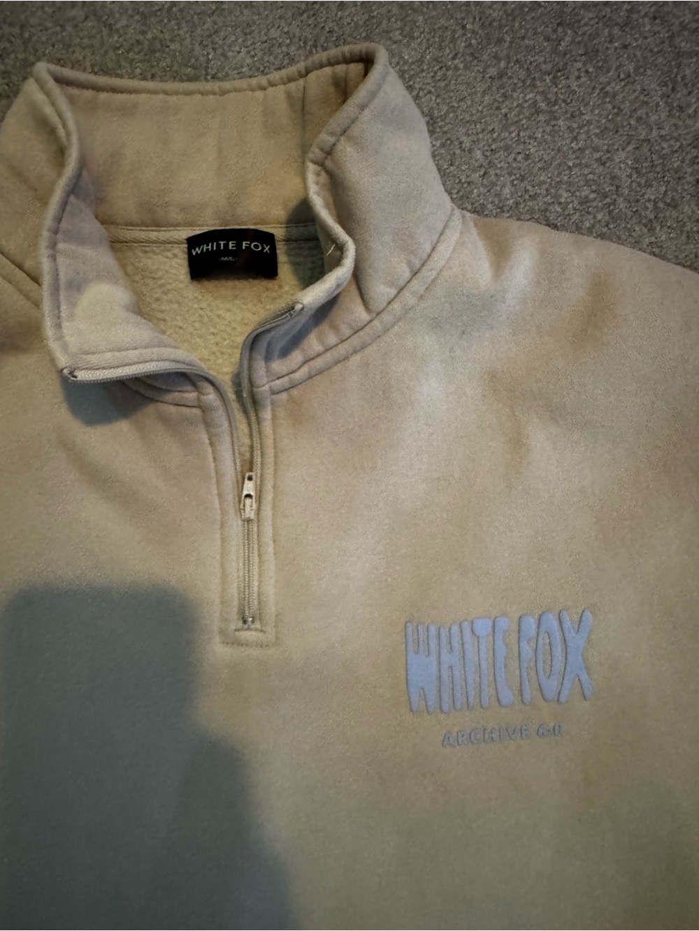 Women's Beige & powder blue Quarter-Zip Fleece Sweatshirt M/L White Fox